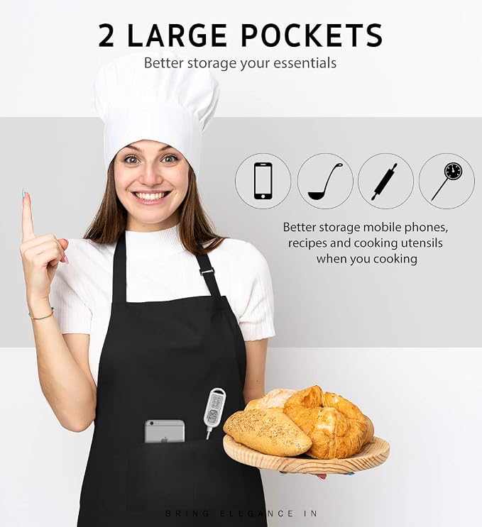 Syntus 12 Pack Bib Apron, Unisex Aprons Adjustable Thicker Version Waterdrop - Image 4