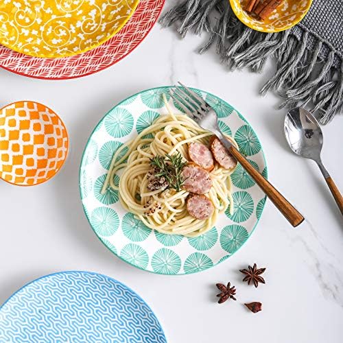 Selamica 8 inch Porcelain Dinner Plates, Large Size Serving Plate for