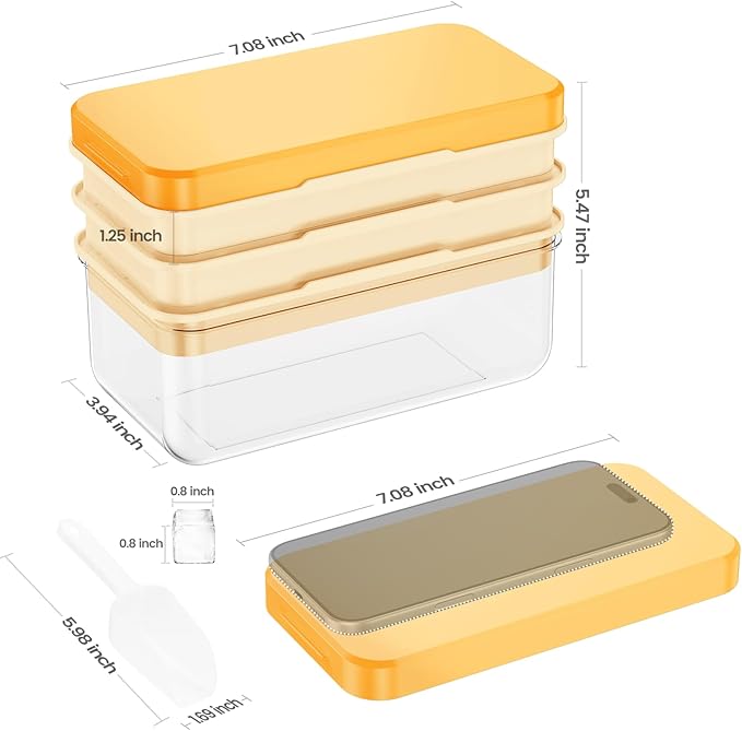 PHINOX Ice Cube Tray with Lid and Bin, 3 Pack Plastic Ice Cube Tray Molds - Image 3