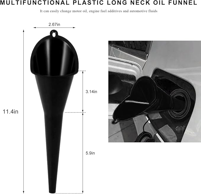 Oil Funnel, Plastic Long Neck Multi-Purpose Spill Saver Funnel, Engine Oil - Image 2