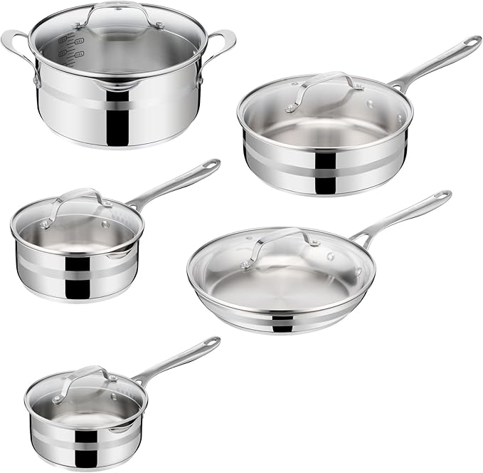 Jamie Oliver by T-fal Cook Smart 10-Piece Cookware Set, Uncoated Stainless Steel by T-falbrand