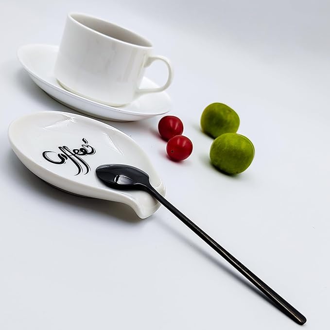 Coffee Spoon Rest, Small Ceramic Coffee Spoon Holder, Porcelain Spoon Holder - Image 2