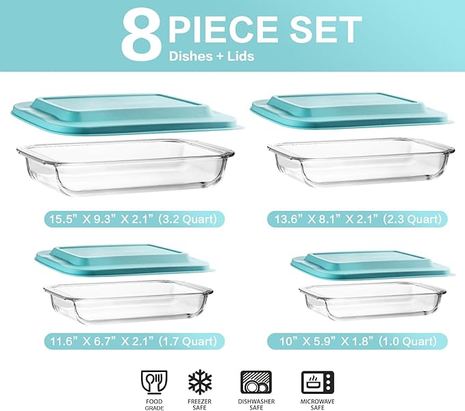 8-Piece Deep Glass Baking Dish Set - Image 2