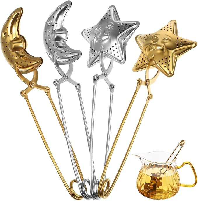 Garneck 4 Pcs Tea Infuser Spoon Set: Loose Leaf Strainer Stainless Steel Snap by GARNECK