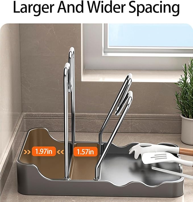 Pot lid Holder And Spoon Rest, 2 Layers Lid And Spoon Rest Pot Lid Organizer - Image 5
