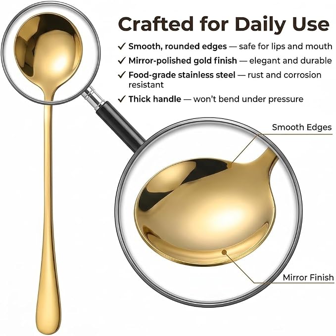 Espresso Spoons Long Handle, Round Tip Demitasse Spoon - Image 4
