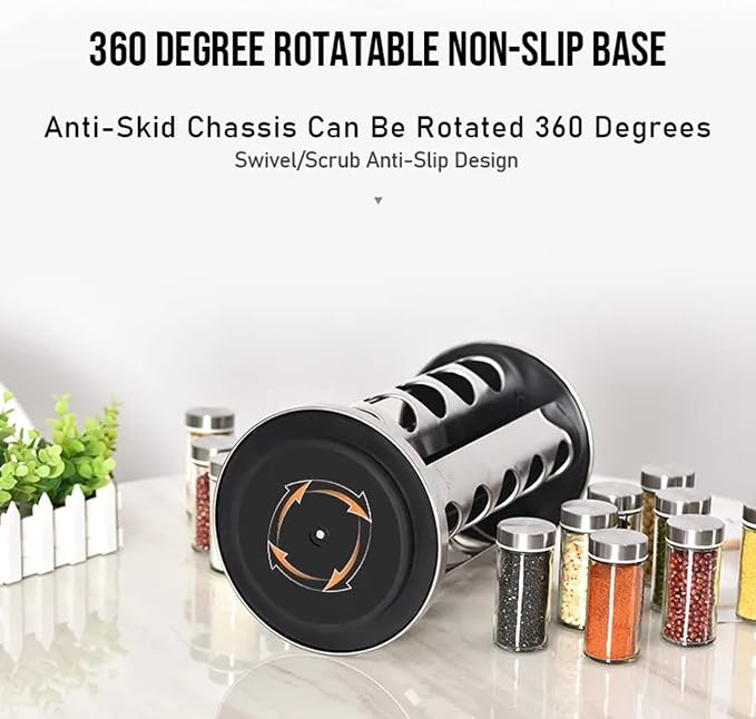 EBIZ&TECH 20-Jar Stainless Steel Rotating Spice Rack - Image 2