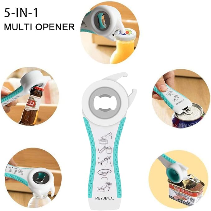 Jar Opener for Weak Hands - 5 in 1 Multi Function Can Opener Bottle Opener Kit - Image 3