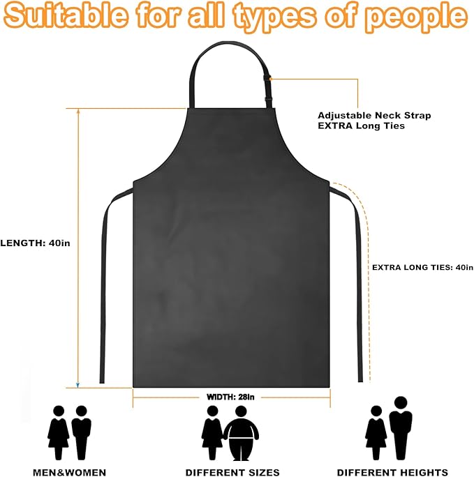 Gotega 4 Pack Waterproof Rubber PVC Apron Adjustable Dishwasher Apron-Women Men - Image 2