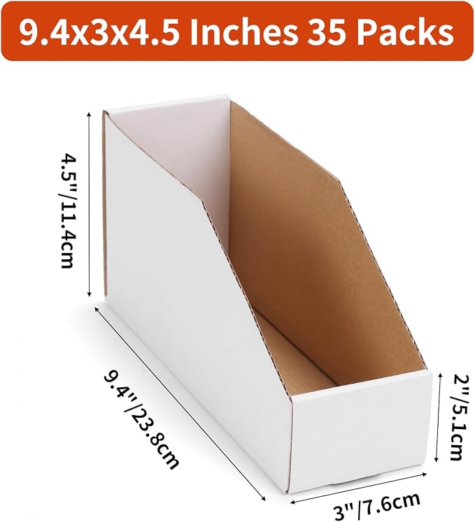 ZBEIVAN Cardboard Storage Bins Boxes 35 Packs 9.4x3x4.5 Inches, Easy Assembly - Image 2