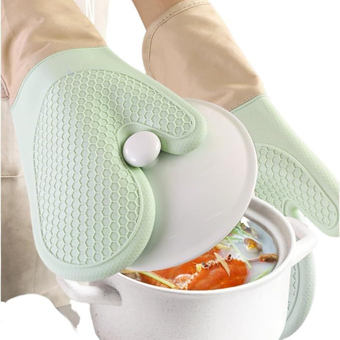 6-Piece Silicone Oven Mitts Set, Heat Resistant Kitchen Gloves - Image 8