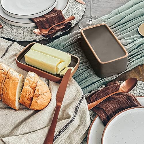 MORA CERAMICS HIT PAUSE Two-in-One Butter Dish with Lid, Covered Crock
