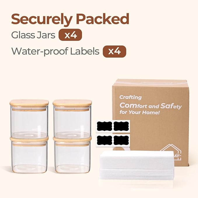 ComSaf 0.7 Qt Glass Food Storage Jars Set of 4, Pantry Organization Jar - Image 8