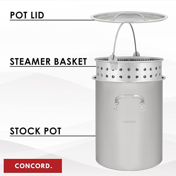 CONCORD 42 QT Stainless Steel Stock Pot w/Basket. Heavy Kettle. Cookware - Image 2