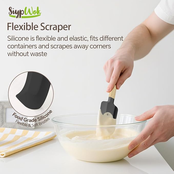 Silicone Spatula Set, Food Grade Rubber Spatula-4 Piece Nonstick Rubber Spatulas - Image 3