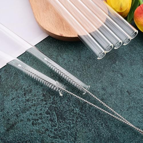 12 mm x 8 inch Reusable Glass Straws, Extra Wide Clear Smoothie Straws