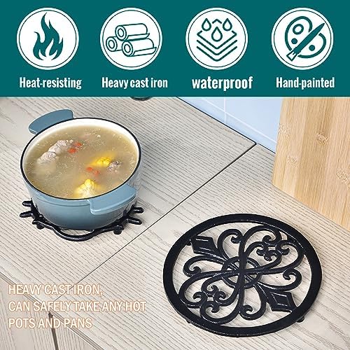 Sungmor Heavy Duty Cast Iron Trivet – 8 Inch Round Metal Hot Pot