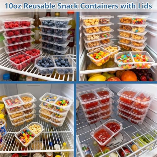 20 Pack 10 OZ Snack Containers with Lids | Reusable Snack Pack