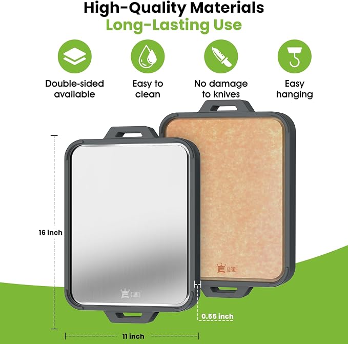 Titanium Cutting Board for Kitchen, Double Sided Pure Titanium and Wood Fiber - Image 8