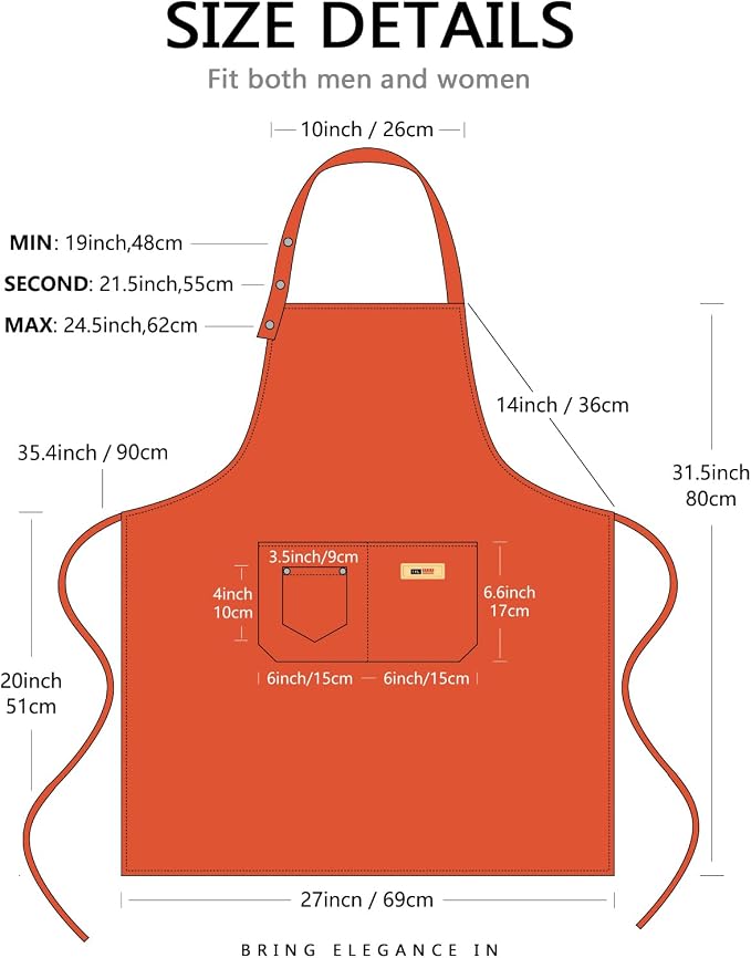 Yuubin Extra Large Aprons for Men Adjustable Button Apron - Image 6