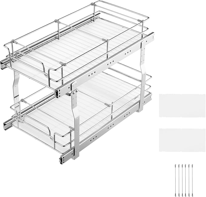 VEVOR Pull Out Cabinet Organizer, Chrome-Plated Steel Roll Out Drawers - Image 9