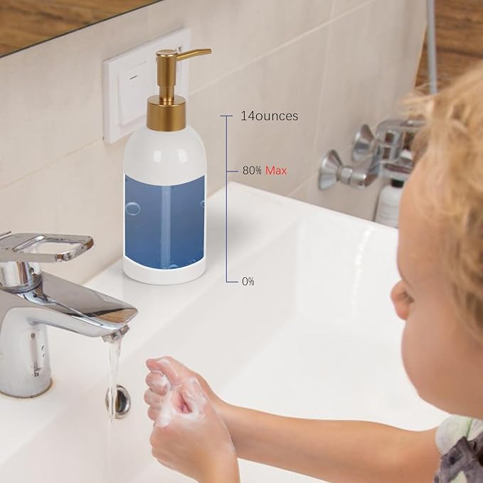 Natheeph 2PC 14OZ Ceramic Soap Dispenser Ceramic Soap Pump Dispenser Can Fill - Image 3
