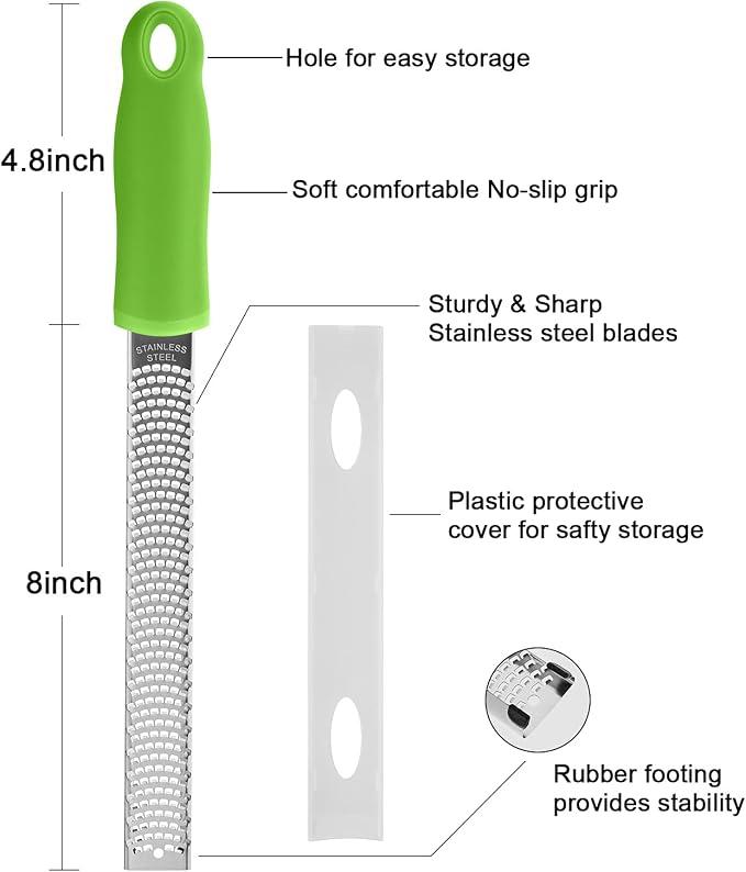 8-Inch Lemon Zester & Cheese Grater 18/8 Stainless Steel Citrus Zester - Image 5