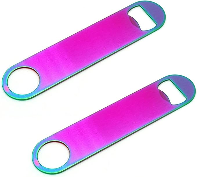 Rainbow Color Stainless Steel Flat Bottle Opener, Sturdy and Durable 2 Pcs to by Unknown