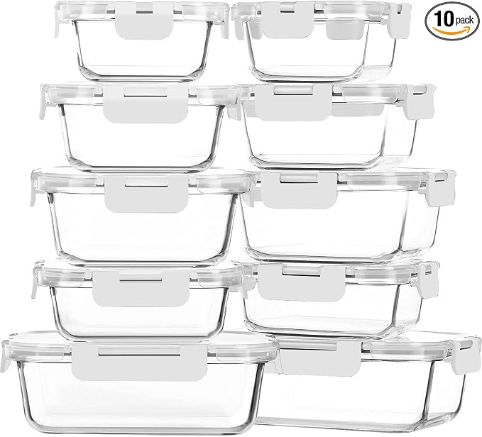 M MCIRCO 10-Pack Glass Food Storage Container by MMCIRCO