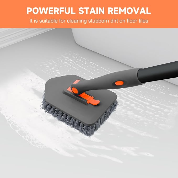 nacena Shower Scrubber with Long Handle, 3 in 1 Tile Tub Scrubber Brush with 3 - Image 5