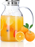 Glass Water Pitcher with Lid and Spout, 68 Ounces Heat Resistant Borosilicate by Vekonn