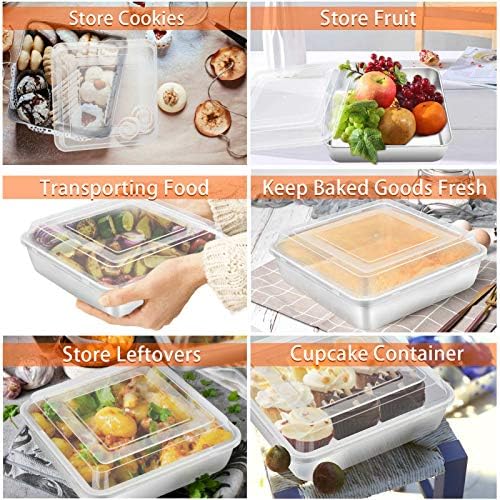 TeamFar 8x8 Inch Baking Pan with Lid, Stainless Steel Square Cake Pan
