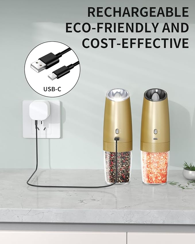 CIRCLE JOY Gravity Electric Salt and Pepper Grinder Set - Image 3