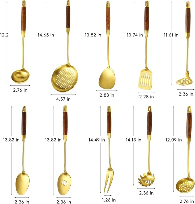 Izurok 18/10 Stainless Steel Kitchen Utensils Set, 10 Piece Cooking Utensils - Image 2