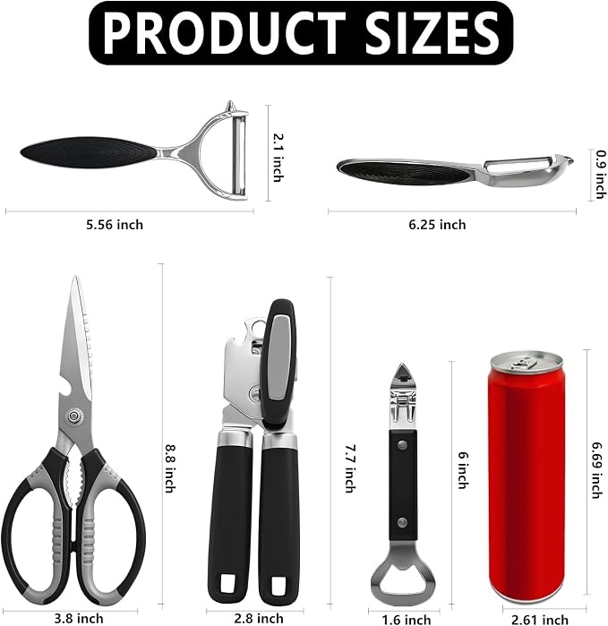 Can Opener Set With 1 Bottle Opener 2 Vegetable Peeler 1 Heavy Duty Kitchen - Image 2