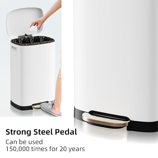 KdbK 13 Gallon Trash Can with Lid, 50L Fingerprint Proof Stainless Steel - Image 4