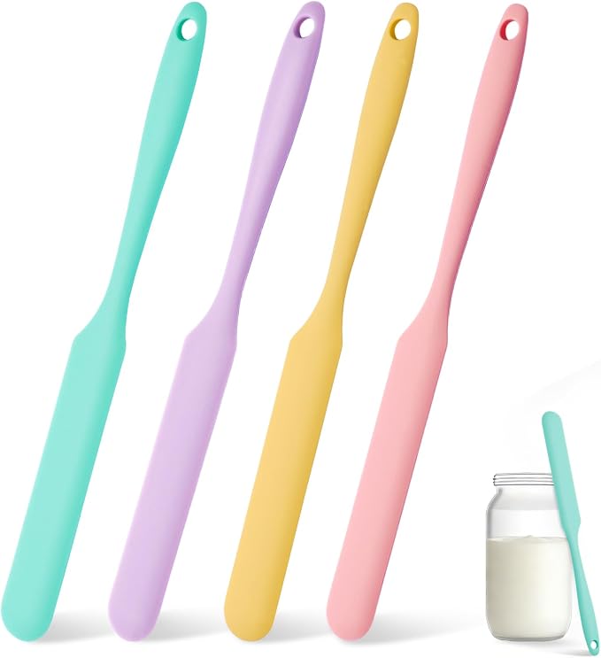 4 Pcs Silicone Jar Spatula Set, Sourdough Spurtle, Jar Scraper, Long Handle by Unknown
