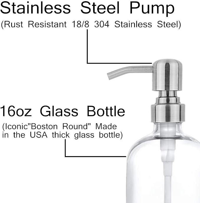 2 Pack Thick Clear Glass Pint Jar Soap Dispenser - Image 3