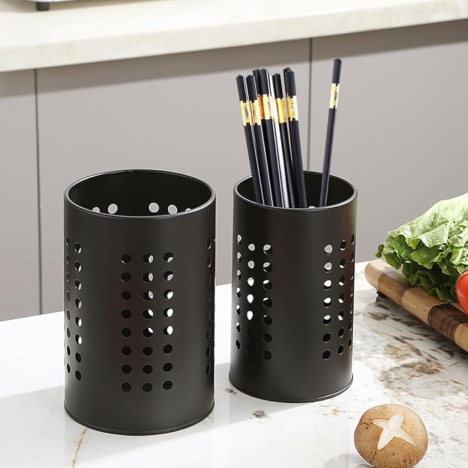 Evanda Kitchen Utensils Holder for Countertop Pack of 2, Stainless Steel Black - Image 8