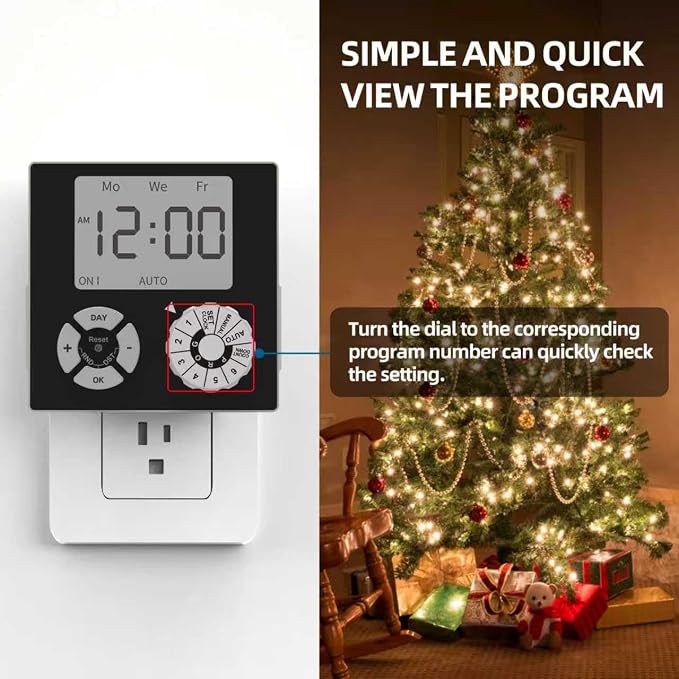 TiFFCOFiO Indoor Mechanical Outlet Timer, 3 Prong Timers - Image 5