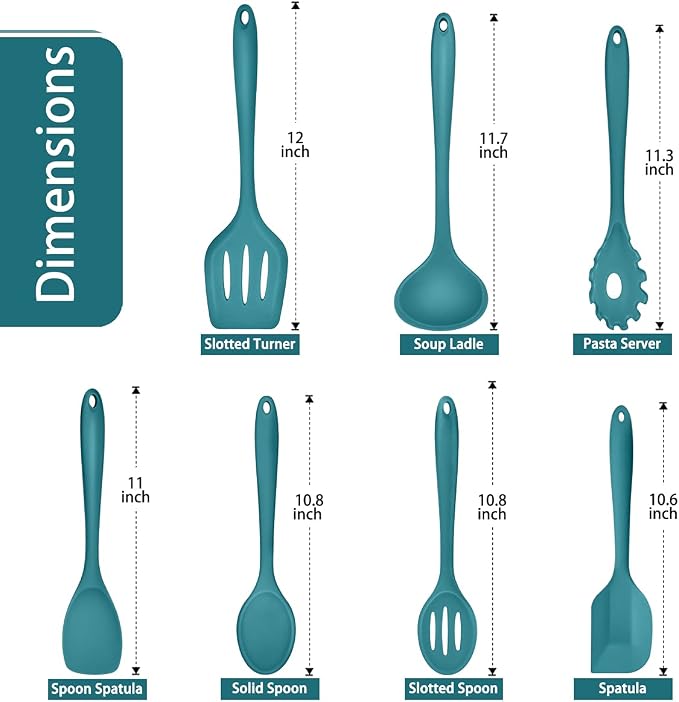 P&P CHEF Silicone Cooking Utensils Set of 7, Heat-proof Kitchen Utensils Set - Image 2