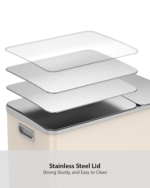Lovewind Double Trash Can Kitchen, 13+5.5 Gallon Stainless Steel Dual Trash and - Image 5