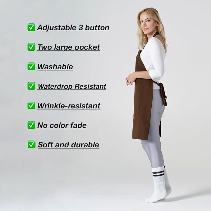 TOSHE Kitchen Apron Waterdrop Resistant Cotton Apron - Image 7