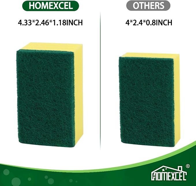 HOMEXCEL Heavy Duty Scrub Sponges Kitchen 60 Count, Extra-Large Sponges - Image 2