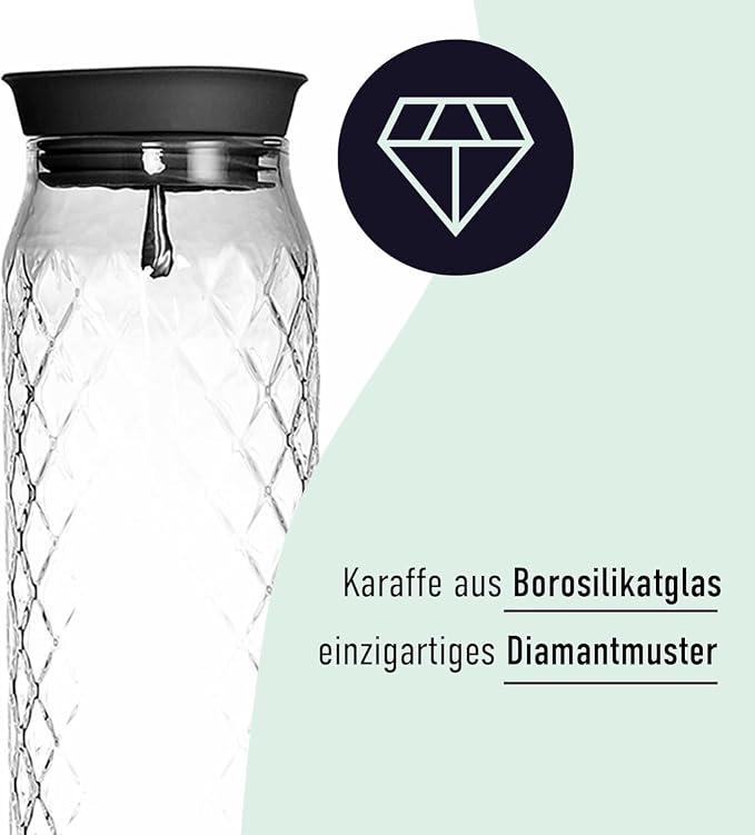Glass Pitcher - 1.2 Liters / 41 oz, Borosilicate Glass - Water Carafe - - Image 3