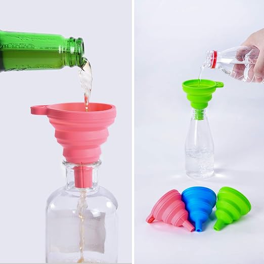 Kitchen Silicone Collapsible Funnel Set of 3, Small and Large, - Image 6