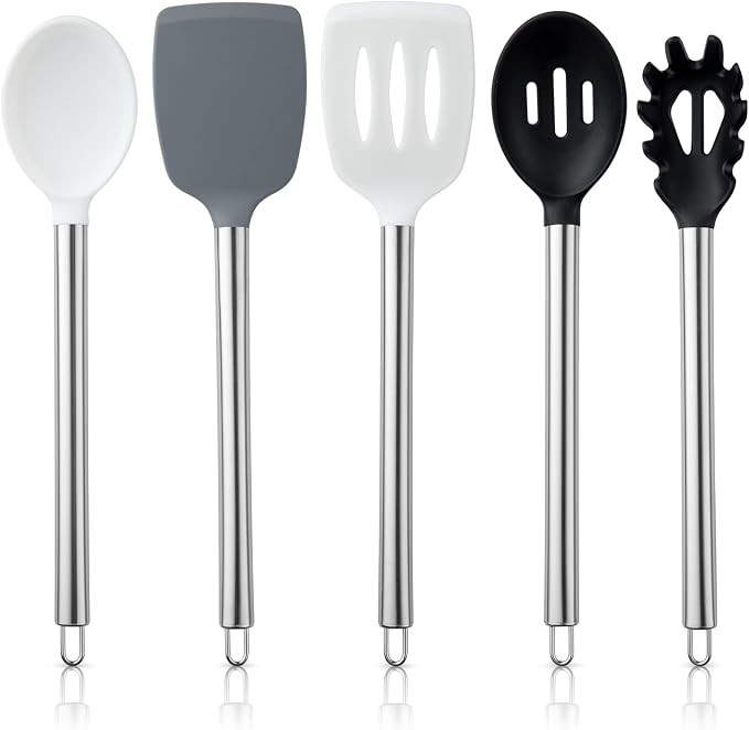 COOK WITH COLOR Silicone Cooking Utensils, Kitchen Utensil Set, Cooking Utensils by CookwithColor