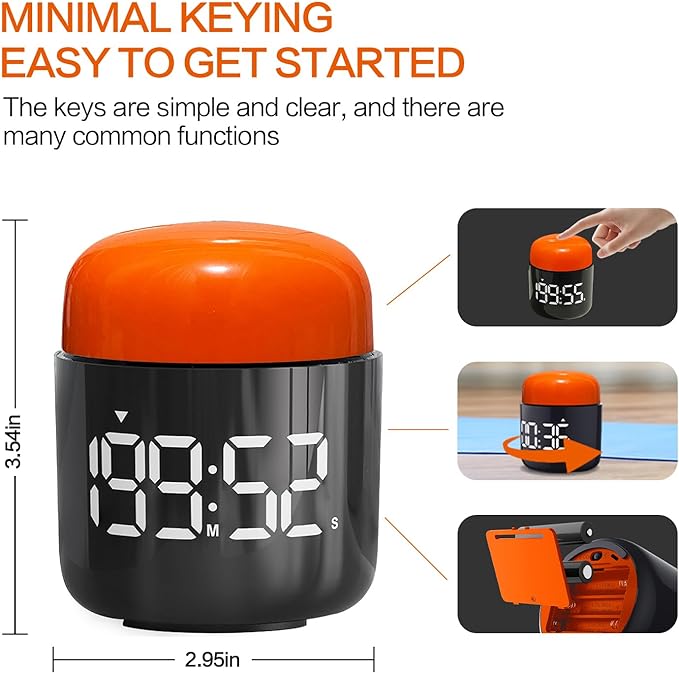 Table Twist Timer, Large LED Display Stopwatch, Silent & Loud Alarm, 199 Minute - Image 4
