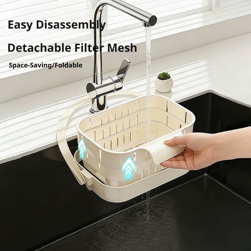 Foldable Hanging Sink Drain Basket,2026 Stretchable Kitchen Colander