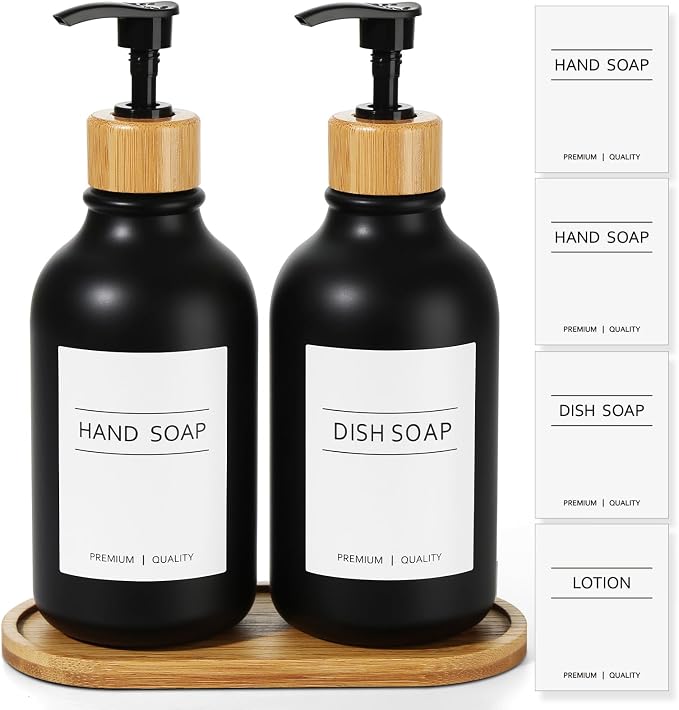 KASUNTING Hand and Dish Soap Dispenser Set, Plastic Kitchen Soap Dispenser Set by ALPIRIRAL